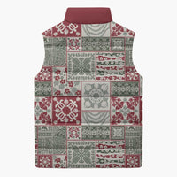 Mele Kalikimaka Hawaii Christmas Sleeveless Puffer Jacket Aloha Spirit with Hawaiian Quilt Pattern - Polynesian Pride