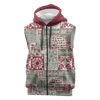 Mele Kalikimaka Hawaii Christmas Sleeveless Zip Hoodie Aloha Spirit with Hawaiian Quilt Pattern - Polynesian Pride