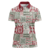 Mele Kalikimaka Hawaii Christmas Women Polo Shirt Aloha Spirit with Hawaiian Quilt Pattern - Polynesian Pride
