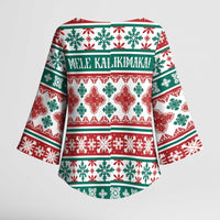 Mele Kalikimaka Hawaii Christmas Kimono Sleeve Blouse Hawaiian Quilt Pattern Style - Polynesian Pride