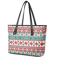 Mele Kalikimaka Hawaii Christmas Leather Tote Bag Hawaiian Quilt Pattern Style LT9 - Polynesian Pride