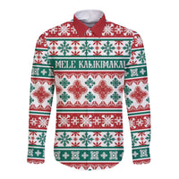 Mele Kalikimaka Hawaii Christmas Long Sleeve Button Shirt Hawaiian Quilt Pattern Style - Polynesian Pride