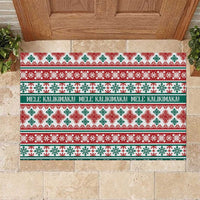 Mele Kalikimaka Hawaii Christmas Rubber Doormat Hawaiian Quilt Pattern Style - Polynesian Pride