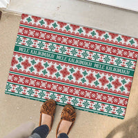 Mele Kalikimaka Hawaii Christmas Rubber Doormat Hawaiian Quilt Pattern Style - Polynesian Pride