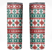 Mele Kalikimaka Hawaii Christmas Skinny Tumbler Hawaiian Quilt Pattern Style - Polynesian Pride