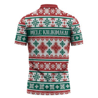 Mele Kalikimaka Hawaii Christmas Zipper Polo Shirt Hawaiian Quilt Pattern Style - Polynesian Pride