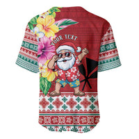 Santa Surf Mele Kalikimaka Personalized Baseball Jersey Aloha Tropical Christmas Vibes - Polynesian Pride