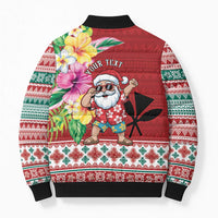Santa Surf Mele Kalikimaka Personalized Bomber Puffer Jacket Aloha Tropical Christmas Vibes - Polynesian Pride