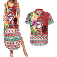 Santa Surf Mele Kalikimaka Personalized Couples Matching Summer Maxi Dress and Hawaiian Shirt Aloha Tropical Christmas Vibes - Polynesian Pride