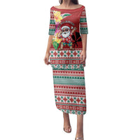 Santa Surf Mele Kalikimaka Personalized Family Matching Puletasi and Hawaiian Shirt Aloha Tropical Christmas Vibes - Polynesian Pride