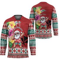 Santa Surf Mele Kalikimaka Personalized Hockey Jersey Aloha Tropical Christmas Vibes - Polynesian Pride