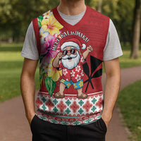 Santa Surf Mele Kalikimaka Personalized Christmas Knitted V-Neck Vest Aloha Tropical Christmas Vibes LT9 - Polynesian Pride