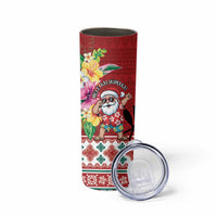 Santa Surf Mele Kalikimaka Personalized Skinny Tumbler Aloha Tropical Christmas Vibes - Polynesian Pride