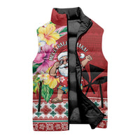Santa Surf Mele Kalikimaka Personalized Sleeveless Puffer Jacket Aloha Tropical Christmas Vibes - Polynesian Pride