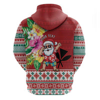 Santa Surf Mele Kalikimaka Personalized Zip Hoodie Aloha Tropical Christmas Vibes - Polynesian Pride