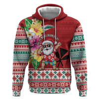 Santa Surf Mele Kalikimaka Personalized Zip Hoodie Aloha Tropical Christmas Vibes - Polynesian Pride