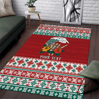Shaka Sign Skull Mele Kalikimaka Personalized Area Rug Hawaiian Quilt Pattern - Polynesian Pride