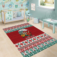 Shaka Sign Skull Mele Kalikimaka Personalized Area Rug Hawaiian Quilt Pattern - Polynesian Pride