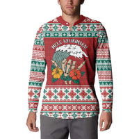 Shaka Sign Skull Mele Kalikimaka Personalized Button Sweatshirt Hawaiian Quilt Pattern - Polynesian Pride