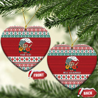 Shaka Sign Skull Mele Kalikimaka Personalized Ceramic Ornament Hawaiian Quilt Pattern - Polynesian Pride