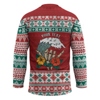 Shaka Sign Skull Mele Kalikimaka Personalized Hockey Jersey Hawaiian Quilt Pattern LT9 - Polynesian Pride