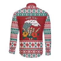 Shaka Sign Skull Mele Kalikimaka Personalized Long Sleeve Button Shirt Hawaiian Quilt Pattern - Polynesian Pride