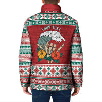 Shaka Sign Skull Mele Kalikimaka Personalized Padded Jacket Hawaiian Quilt Pattern - Polynesian Pride