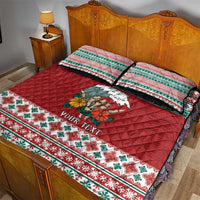 Shaka Sign Skull Mele Kalikimaka Personalized Quilt Bed Set Hawaiian Quilt Pattern - Polynesian Pride