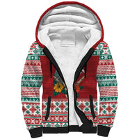 Shaka Sign Skull Mele Kalikimaka Personalized Sherpa Hoodie Hawaiian Quilt Pattern - Polynesian Pride
