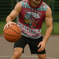 Shaka Sign Skull Mele Kalikimaka Personalized Sleeveless Hoodie Hawaiian Quilt Pattern - Polynesian Pride