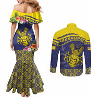 Niue Coconut Crab Couples Matching Mermaid Dress and Long Sleeve Button Shirt Rock of Polynesia