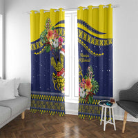 Monuina e Kilisimasi Niue Christmas Window Curtain Niuean Tribal Pattern