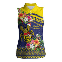 Monuina e Kilisimasi Niue Christmas Women Sleeveless Polo Shirt Niuean Tribal Pattern LT9 Female Gold - Polynesian Pride
