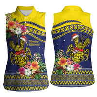 Monuina e Kilisimasi Niue Christmas Women Sleeveless Polo Shirt Niuean Tribal Pattern LT9 - Polynesian Pride