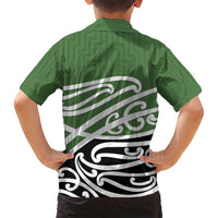 Green Fern New Zealand Kowhai Ngutukak Family Matching Off Shoulder Maxi Dress and Hawaiian Shirt - Polynesian Pride