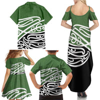 Green Fern New Zealand Kowhai Ngutukak Family Matching Summer Maxi Dress and Hawaiian Shirt - Polynesian Pride