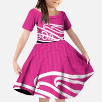 All Pink New Zealand Kowhai Ngutukak Family Matching Long Sleeve Bodycon Dress and Hawaiian Shirt - Polynesian Pride