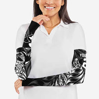 New Zealand Lawn Bowls Custom Arm Sleeves Black Maori Warrior Tribal Silver Fern - Polynesian Pride