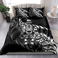 New Zealand Lawn Bowls Bedding Set Black Maori Warrior Tribal Silver Fern - Polynesian Pride