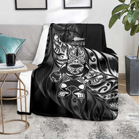 New Zealand Lawn Bowls Blanket Black Maori Warrior Tribal Silver Fern - Polynesian Pride