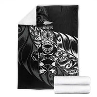 New Zealand Lawn Bowls Blanket Black Maori Warrior Tribal Silver Fern - Polynesian Pride