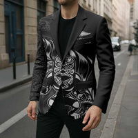 New Zealand Lawn Bowls Custom Blazer Black Maori Warrior Tribal Silver Fern - Polynesian Pride
