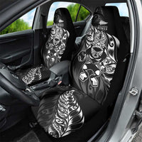 New Zealand Lawn Bowls Car Seat Cover Black Maori Warrior Tribal Silver Fern - Polynesian Pride