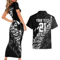 New Zealand Lawn Bowls Custom Couples Matching Short Sleeve Bodycon Dress and Hawaiian Shirt Black Maori Warrior Tribal Silver Fern LT9 - Polynesian Pride