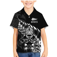 New Zealand Lawn Bowls Custom Family Matching Mermaid Dress and Hawaiian Shirt Black Maori Warrior Tribal Silver Fern - Polynesian Pride