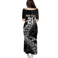 New Zealand Lawn Bowls Custom Family Matching Puletasi and Hawaiian Shirt Black Maori Warrior Tribal Silver Fern LT9 - Polynesian Pride