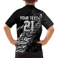 New Zealand Lawn Bowls Custom Family Matching Tank Maxi Dress and Hawaiian Shirt Black Maori Warrior Tribal Silver Fern LT9 - Polynesian Pride