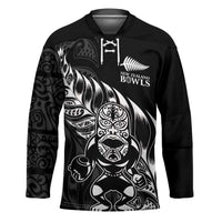 New Zealand Lawn Bowls Custom Hockey Jersey Black Maori Warrior Tribal Silver Fern - Polynesian Pride