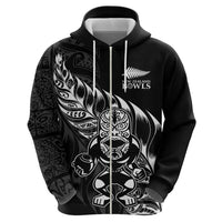 New Zealand Lawn Bowls Custom Hoodie Black Maori Warrior Tribal Silver Fern - Polynesian Pride