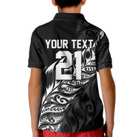 New Zealand Lawn Bowls Custom Kid Polo Shirt Black Maori Warrior Tribal Silver Fern LT9 - Polynesian Pride